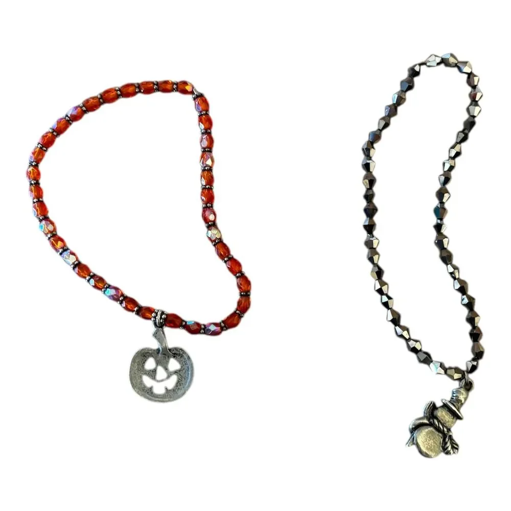 Lot of 4 Holiday Bracelets Charm Bracelets Beaded Bracelet Christmas Halloween